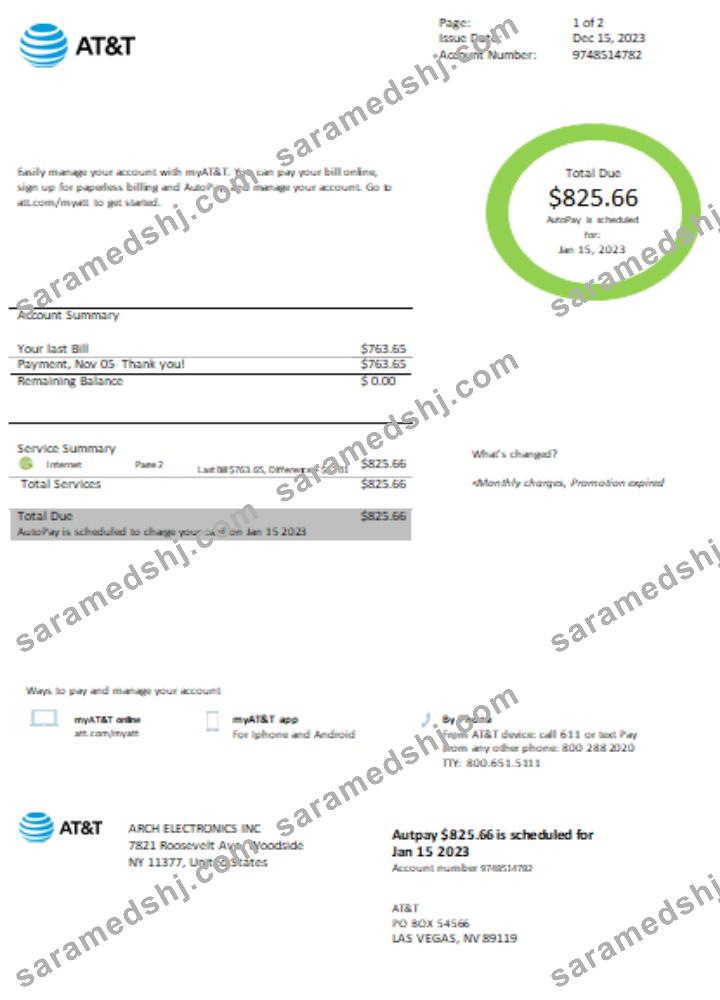 Texas AT&T easy to fill utility business bill SCR
